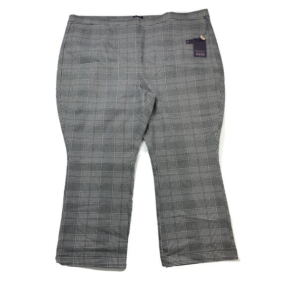 NYDJ Women's Plus 28W Crop Boot Elastic Waist Plaid Stretch Pants 50"Wx25"In NWT - Picture 10 of 11